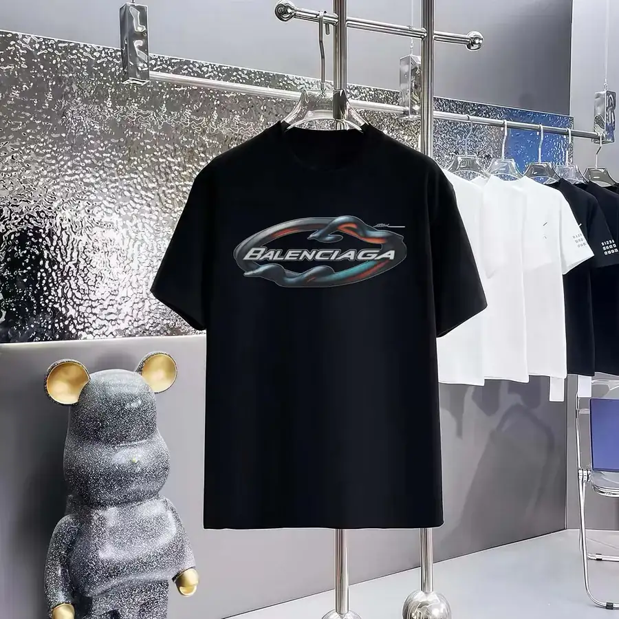 Balenciaga Limited Edition Parisian Print Round Neck Short Sleeve T Shirt