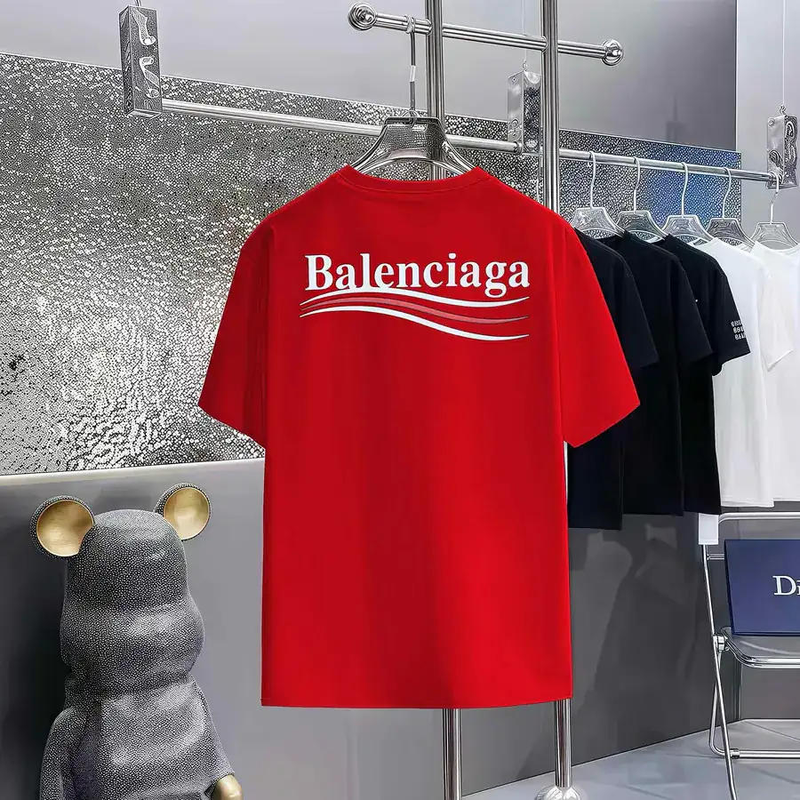 Balenciaga Paris Print Round Neck Short Sleeve T Shirt
