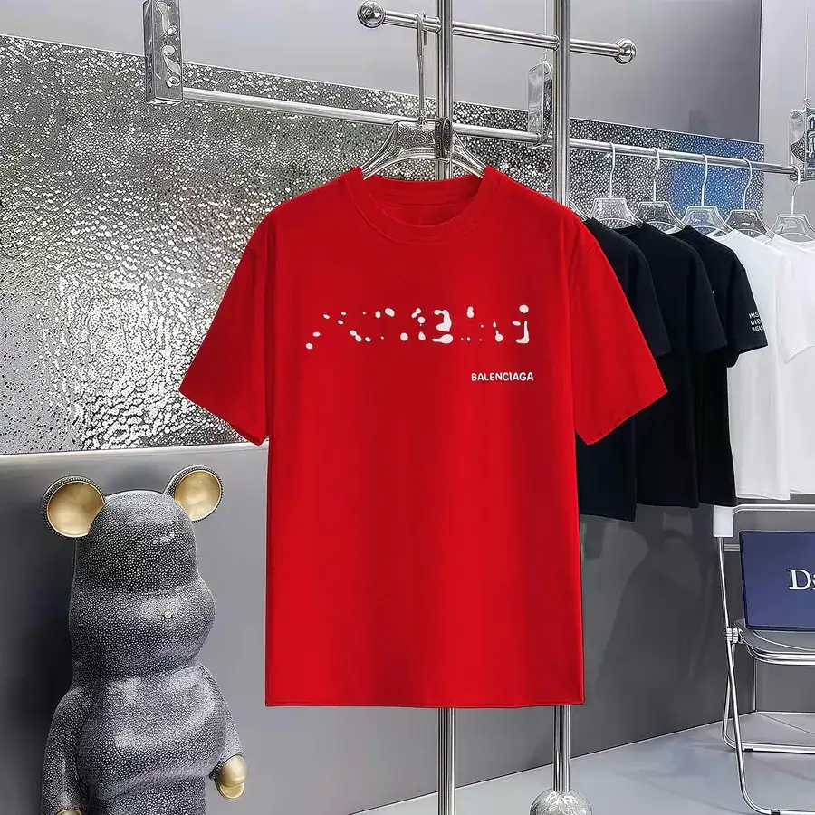 Balenciaga Parisian Print Round Neck Short Sleeve T Shirt
