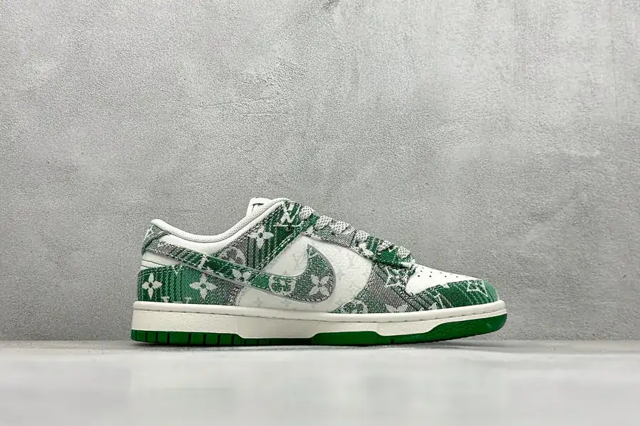 SC Version Nike SB Dunk Low LV Collaboration Gray Green Denim