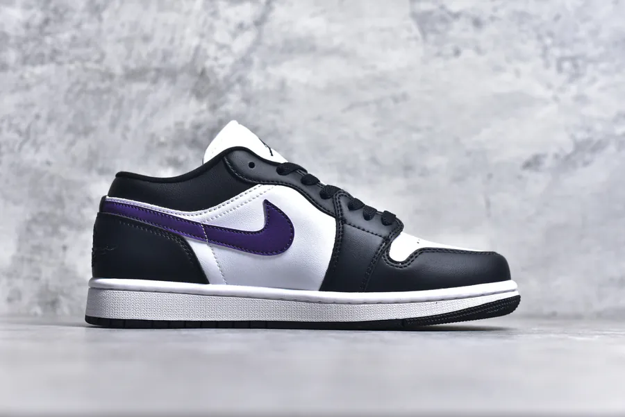 K Version Air Jordan AJ1 Low Black, White, Purple