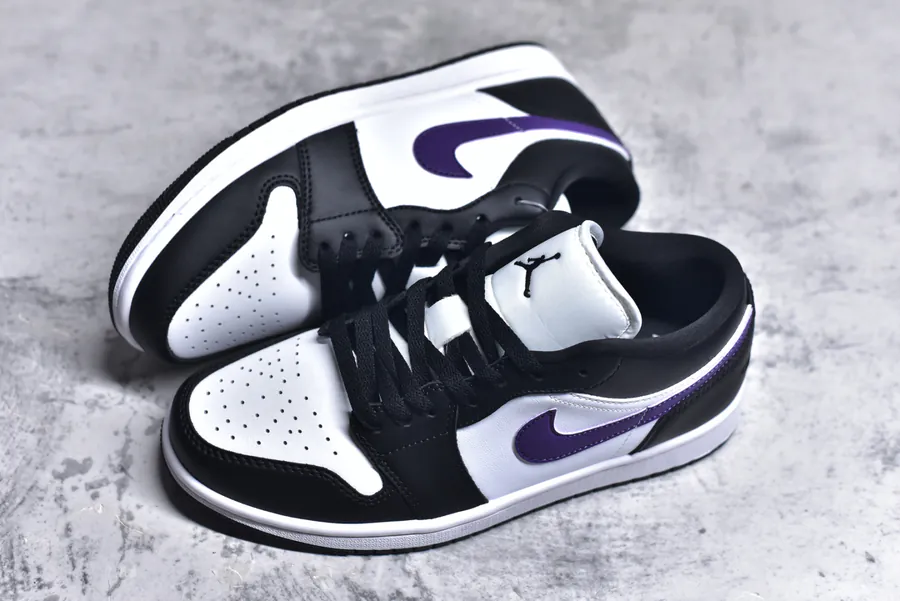 K Version Air Jordan AJ1 Low Black, White, Purple