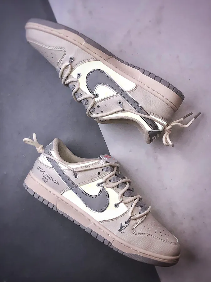 LV White Gray Deconstructed Low Sneaker