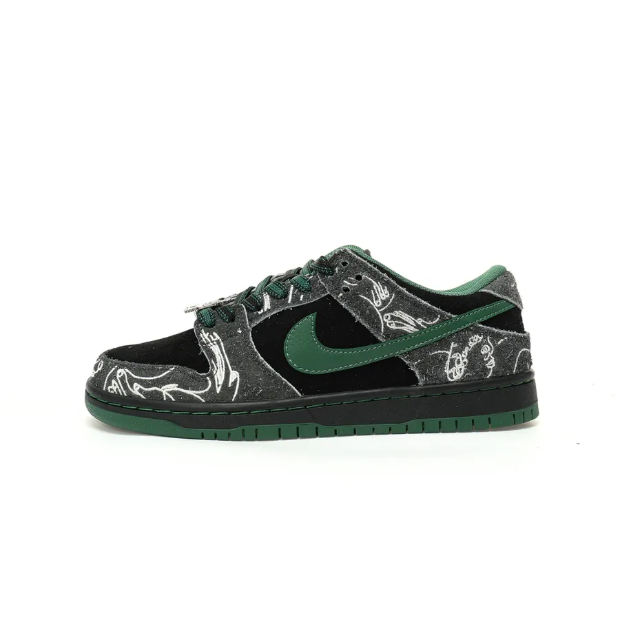 Nike Dunk SB x There Skateboards Black Gorge Green Low Top Sneaker