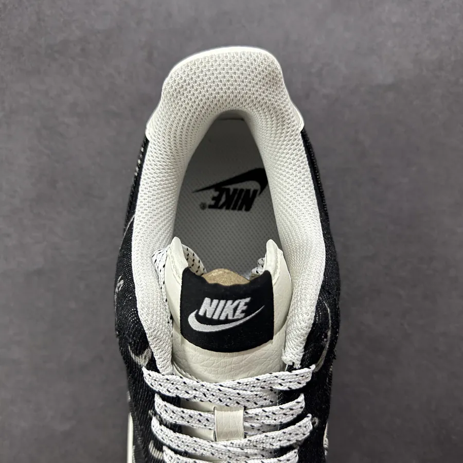 Nike Air Force 107 Low Sup Black Denim White Swoosh