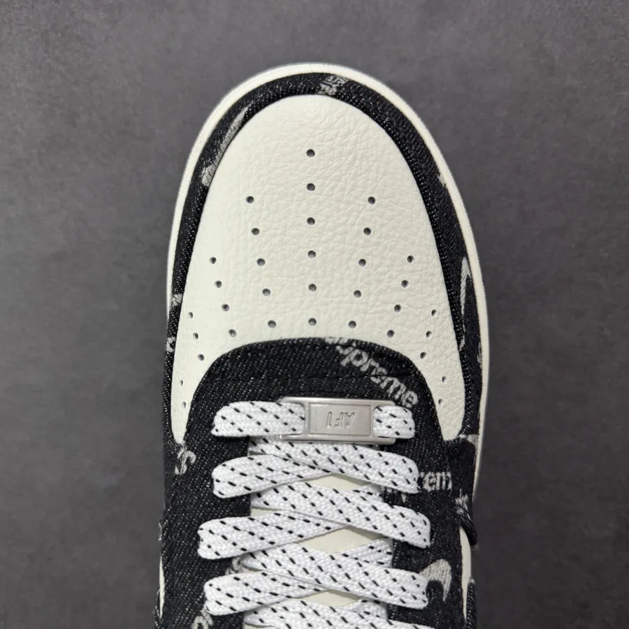 Nike Air Force 107 Low Sup Black Denim White Swoosh