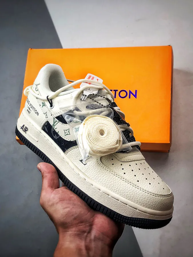 LV x Air Force 1 Low White Black Deconstructed