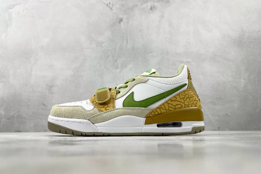 Jordan Legacy 312 Low in White and Olive Green