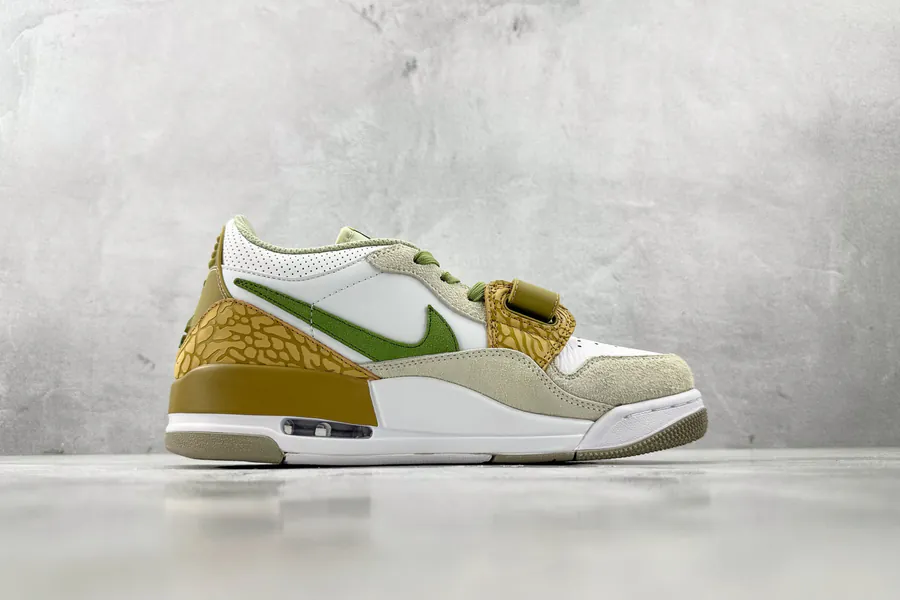 Jordan Legacy 312 Low in White and Olive Green