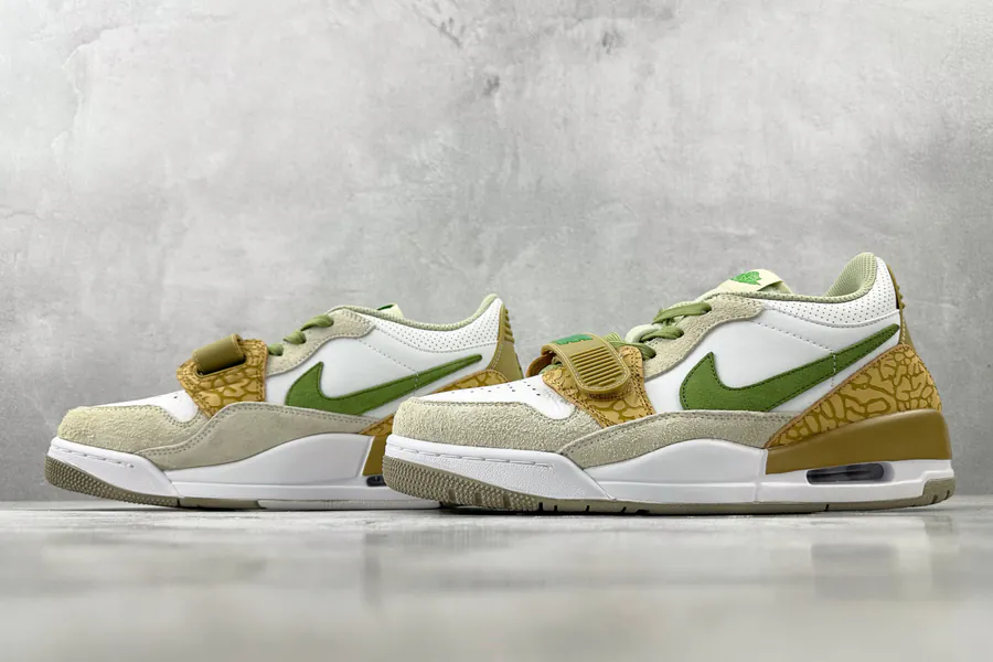 Jordan Legacy 312 Low in White and Olive Green