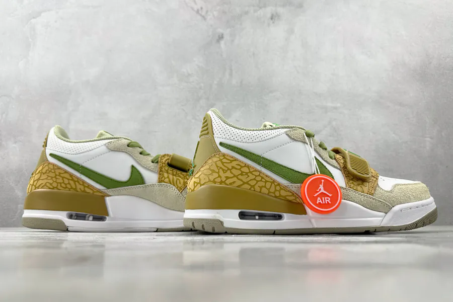 Jordan Legacy 312 Low in White and Olive Green