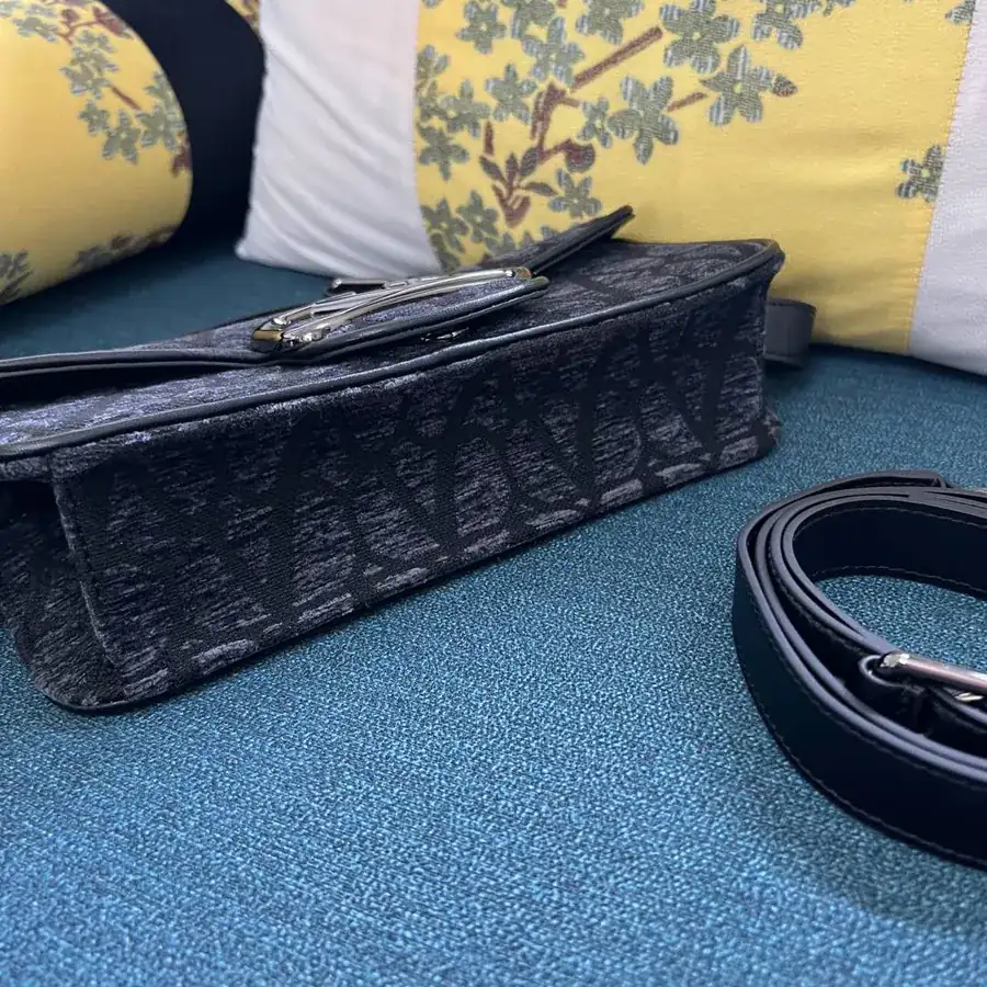 V Logo Mini Locò Leather and Fabric Handbag