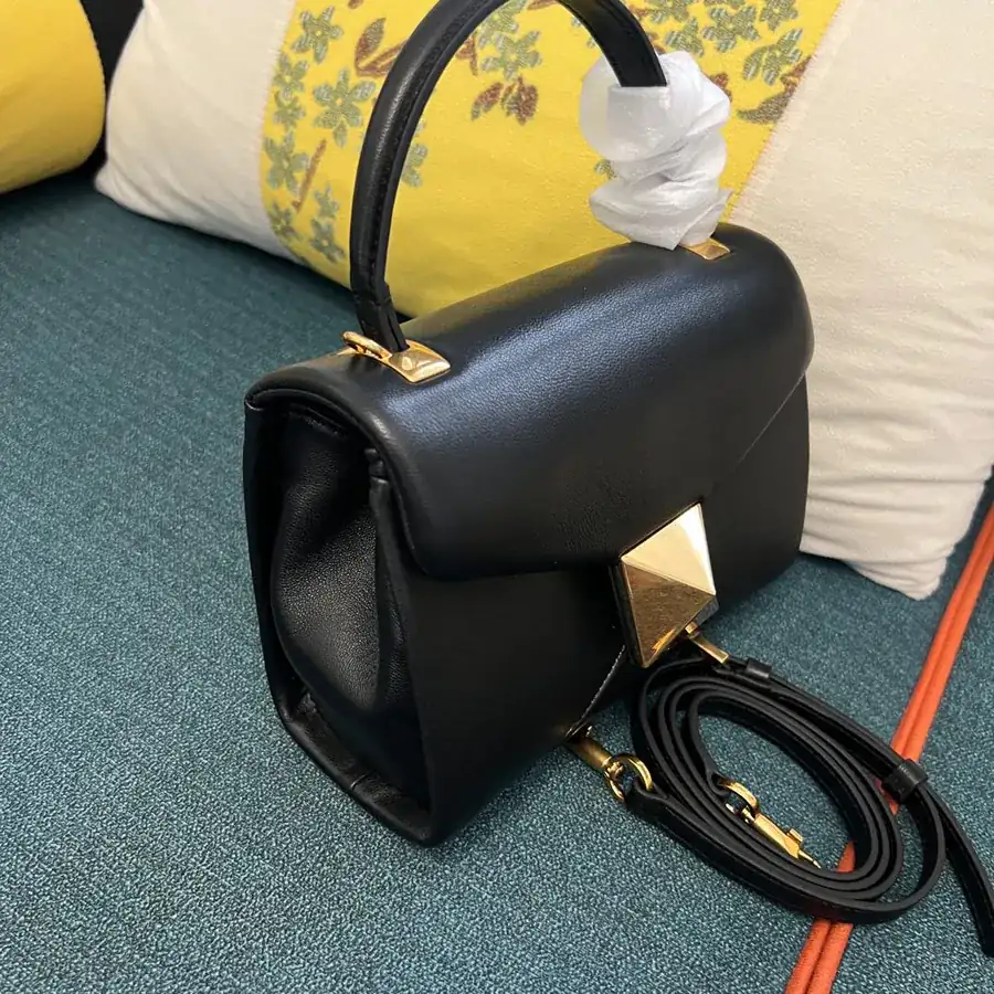 NEONE STUD Mini Sheepskin Handbag with Large Stud Closure