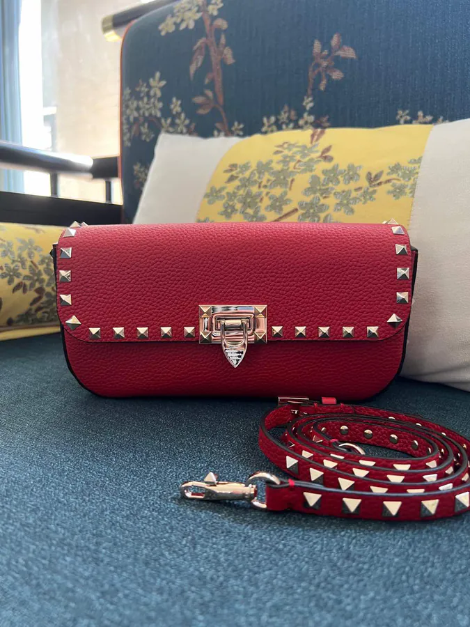 GARAVANI Rockstud Grained Calfskin Handbag with Signature Hook Closure