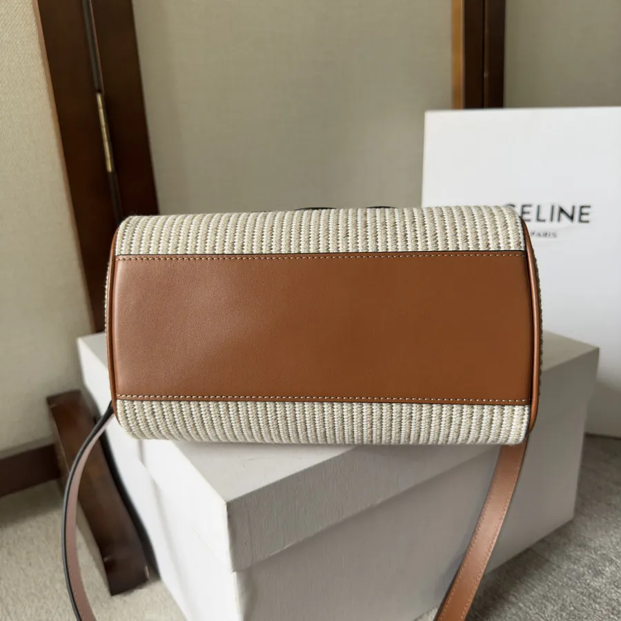 Cel22 Autumn Mini Boston Pillow Bag with Leather and Fabric Materials