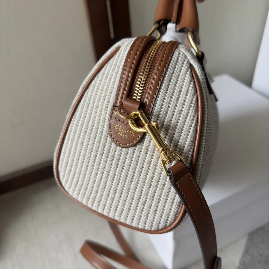 Cel22 Autumn Mini Boston Pillow Bag with Leather and Fabric Materials