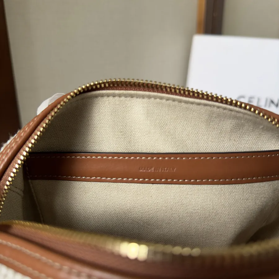 Cel22 Autumn Mini Boston Pillow Bag with Leather and Fabric Materials