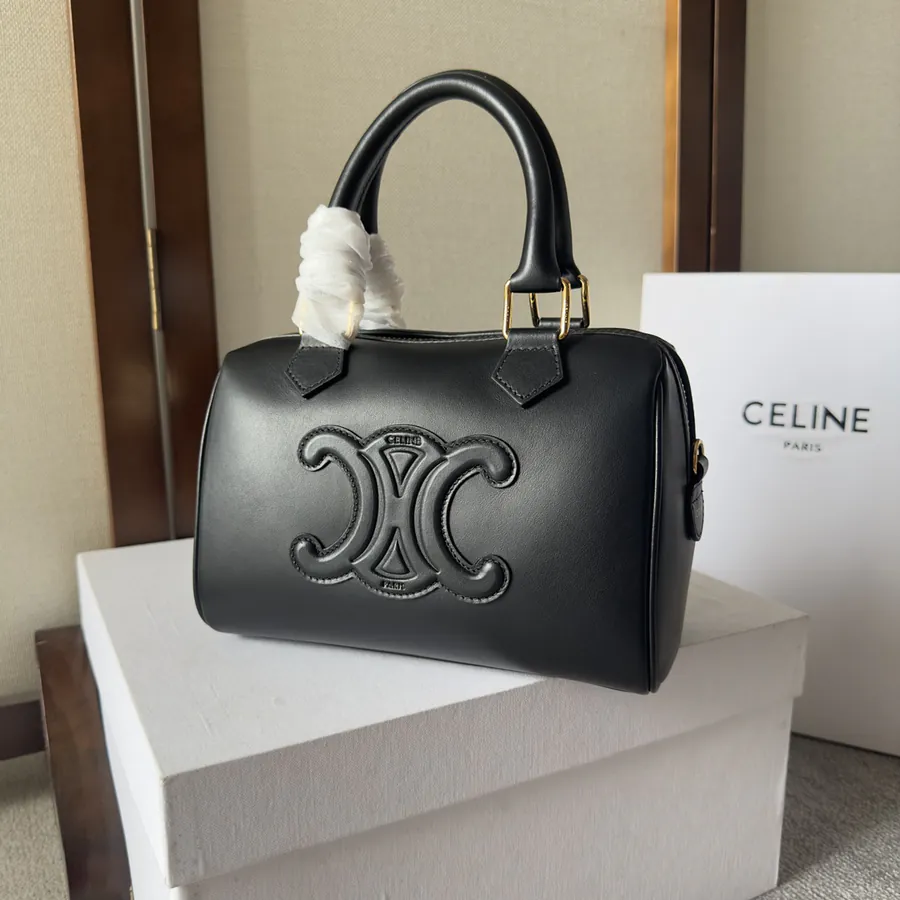 Cel22 Autumn Mini Boston Pillow Bag in Leather and Fabric