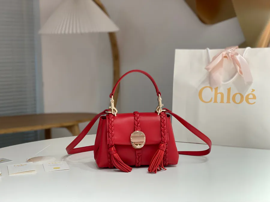 Chloe Penelope Mini Bucket Bag with Gold Coin Closure