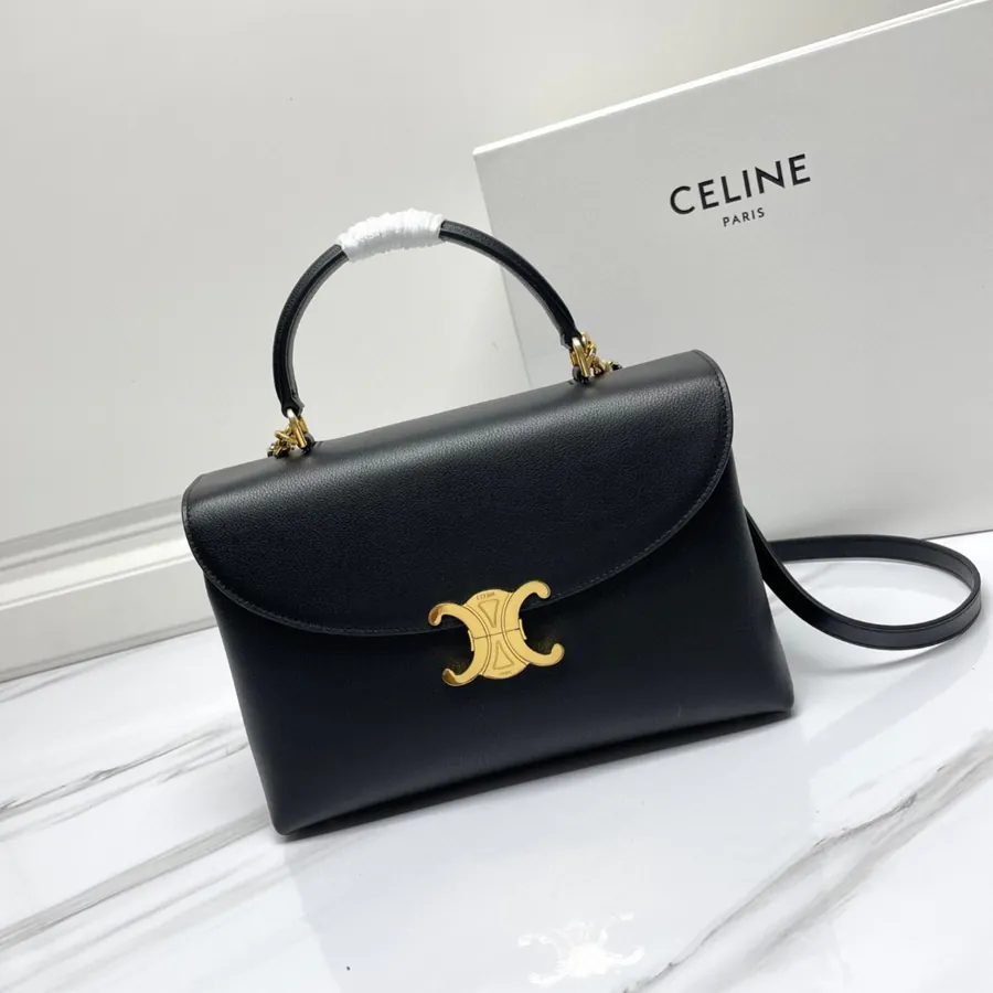 Nino Medium Leather Handbag with Gold Accents